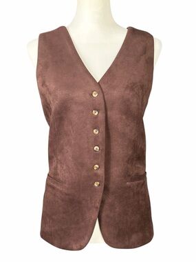 Autres Filles Faux Suede Vest Women’s Small Brown Cowgirl Southwestern Academia